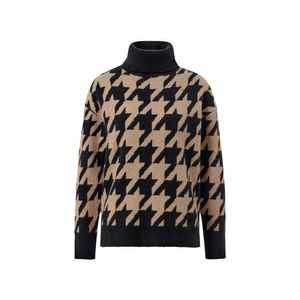 Pletený pulóver so žakárovým vzorom kohútej stopy vyobraziť