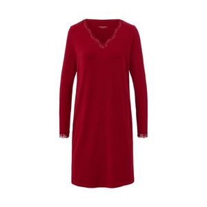 Nočná košeľa s čipkovaným lemom, červená vyobraziť