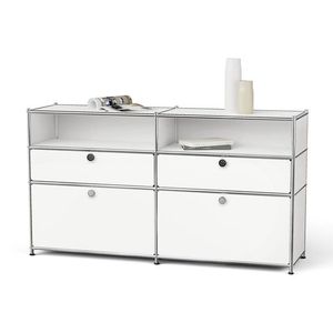 Kovová odkladacia skrinka "CN3" s výklopnými priečinkami, zásuvkami a otvorenými priehradkami, biela vyobraziť