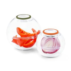 2 guľaté nádobky na uchovávanie potravín vyobraziť