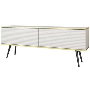 TV stolík Oro Mdf Drážkovanie 135 Biela+ Čierne nohy vyobraziť
