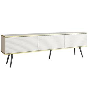 TV stolík Oro Mdf Drážkovanie 175 Biela+ Čierne nohy vyobraziť