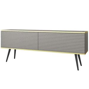 TV stolík Oro Mdf Drážkovanie 135 Sivá+ Čierne nohy vyobraziť