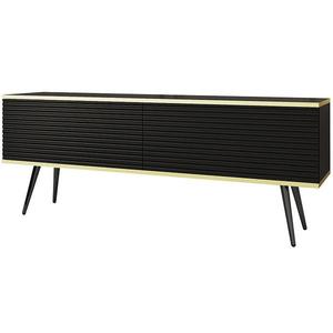 TV stolík Oro Mdf Drážkovanie 135 Čierna+ Čierne nohy vyobraziť