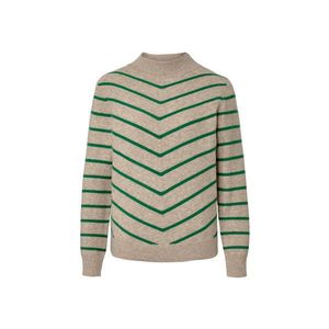 Rebrovaný pletený pulóver so stojačikom, krémový vyobraziť