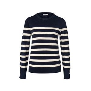 Pruhovaný pulóver z jemného úpletu, tmavomodrý vyobraziť
