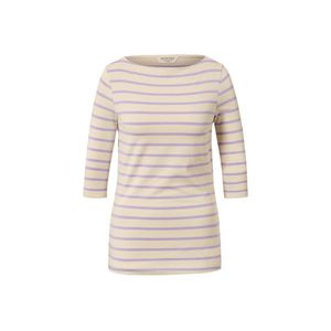 Tričko s trojštvrťovým rukávom, prúžky v kombinácii béžovej a fialovej vyobraziť