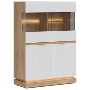 Vitrína Nízka Milton Ml04 Dub Crem Torro Biela vyobraziť