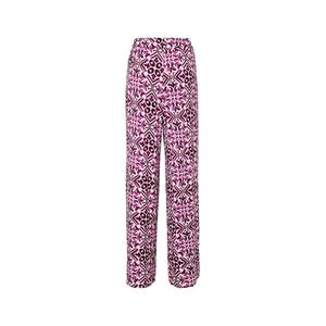 Nohavice v štýle palazzo s potlačou, bordové vyobraziť