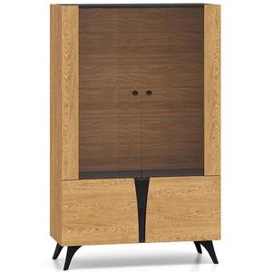 Vitrína Toscania 03 Milton Dub Dune/jaseň čierny/sklo vyobraziť