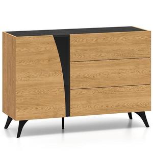 Komoda Toscania dub Dune/jasenň čierny/sklo vyobraziť