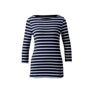 Prúžkované tričko s trojštvrťovými rukávmi, prúžky v námorníckej modrej vyobraziť