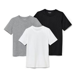 Detské tričká s krátkymi rukávmi, 3 ks, čierne, sivé, biele vyobraziť