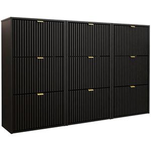 Skrinka na topánky Laro III Stojaci Čierna/Čierna/ Zlatý vyobraziť