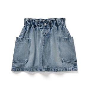 Detská džínsová sukňa v štýle paperbag vyobraziť