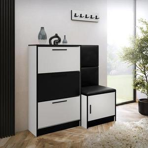 Skrinka na topánky Kpl Foli Biela + Čierna ekokoža (MADRYT 1100) vyobraziť