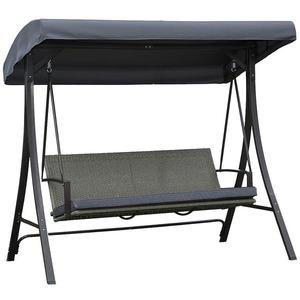 Záhradná hojdačka technoratan sivá s vankúšmi vyobraziť