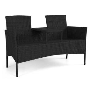 Technoratanová lavica pre dve osoby Hugo čierna vyobraziť