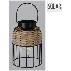 Solárny lampáš čierny 14, 5 × 20 cm ratan vyobraziť