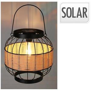 Solárny lampáš čierny 24 x 24 cm ratan vyobraziť