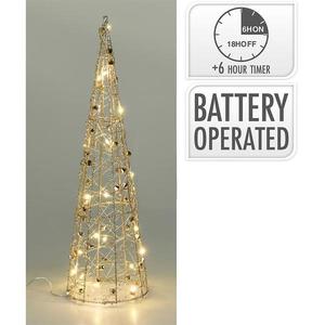 Kužeľ s 20 LED svetlami 12x12x40cm zlatý vyobraziť