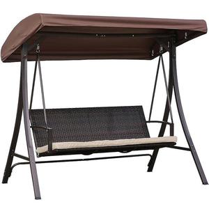 Záhradná hojdačka technoratan hnedá s vankúšmi vyobraziť