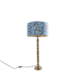 Art Deco stolná lampa bronzová 35 cm tienidlo motýlí vzor - Torre vyobraziť