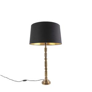 Stolná lampa v štýle Art Deco bronzová s čiernym bavlneným tienidlom 45 cm - Torre vyobraziť