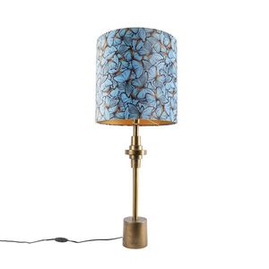 Stolná lampa bronzová so zamatovým tienidlom s motívom motýľa 40 cm - Diverso vyobraziť