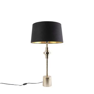 Art Deco stolová lampa zlatá a čierna bavlnený tienidlo 45 cm - Diverso vyobraziť
