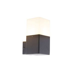 Vonkajšia nástenná lampa čierna s opálovým bielym tienidlom IP44 - Denmark vyobraziť