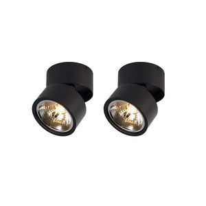 Sada 2 moderných bodových svetiel čiernych okrúhlych nastaviteľných - Go Nine vyobraziť