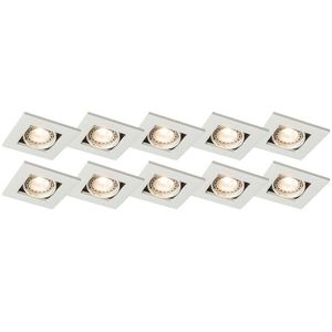 Sada 10 bielych zapustených bodových svetiel nastaviteľných - Qure vyobraziť