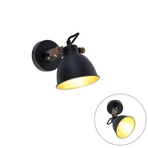 Priemyselná nástenná lampa čierna so zlatom nastaviteľná - Liko vyobraziť