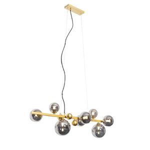 Art Deco závesné svietidlo zlaté s dymovým sklom 8-svetlo - David vyobraziť