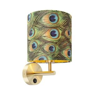 Vintage nástenná lampa zlatá s tienidlom z velúru 20/20/20 Peacock - Combi vyobraziť