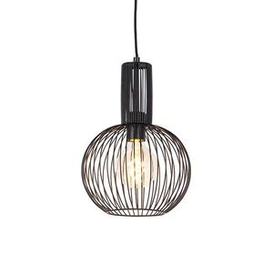 Dizajnové závesné svietidlo čierne - Wire Whisk vyobraziť