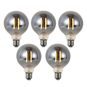 Sada 5 ks Inteligentné stmievateľné LED žiarovky E27 G95 dymové 4, 9 W 150 lm 1800 K vyobraziť