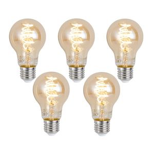 Sada 5 ks Inteligentná stmievateľná LED žiarovka E27 A60 Jantárová 4, 9 W 320 lm 2500 K vyobraziť