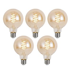 Sada 5 ks Inteligentná stmievateľná LED žiarovka E27 G95 Jantárová 4, 9W 320lm 2500K vyobraziť