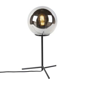 Stolná lampa v štýle Art Deco čierna s dymovým sklom 45, 5 cm - Pallon vyobraziť