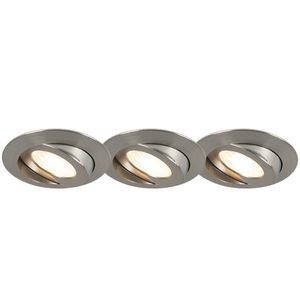 Sada 3 zabudovaných bodových svetiel oceľ vrátane LED IP44 - Relax LED vyobraziť