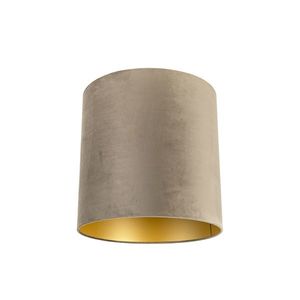 Zamatové tienidlo na lampu sivohnedé 40/40/40 so zlatým interiérom vyobraziť