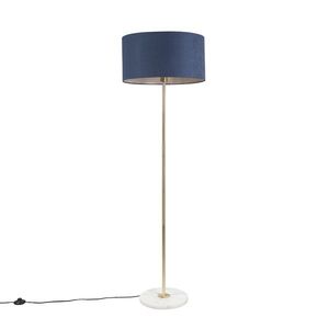 Stojaca lampa mosadz s modrým tienidlom 50 cm - Kaso vyobraziť
