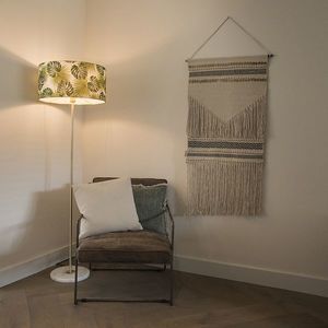 Stojaca lampa mosadz s tienidlom s listami 50 cm - Kaso vyobraziť