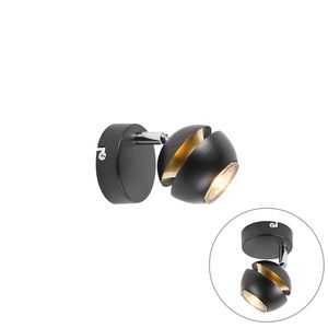 Moderné bodové svetlo 1-žiarovkové čierne so zlatým vnútorným priestorom - Buell Deluxe vyobraziť