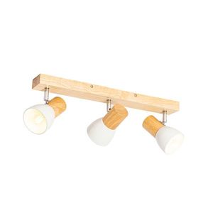 Drevené stropné bodové svetlo s bielym nastaviteľným 3-svetlom - Thorin vyobraziť