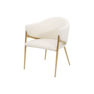 Čalouněné jídelní křeslo Modig bouclé bílé/zlaté vyobraziť