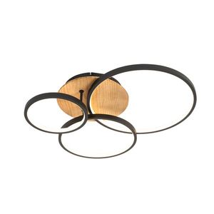 Čierne stropné svietidlo s drevom vrátane LED 3-stupňové stmievateľné 3-svetlo - Alec vyobraziť