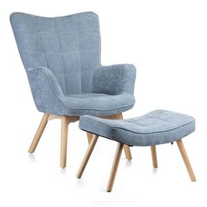 Čalouněné křeslo s podnožkou Grella modré vyobraziť